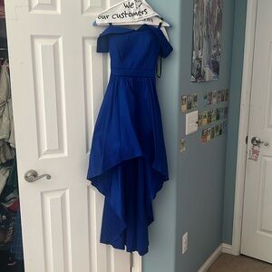Sapphire Blue High-Low Evening Gown